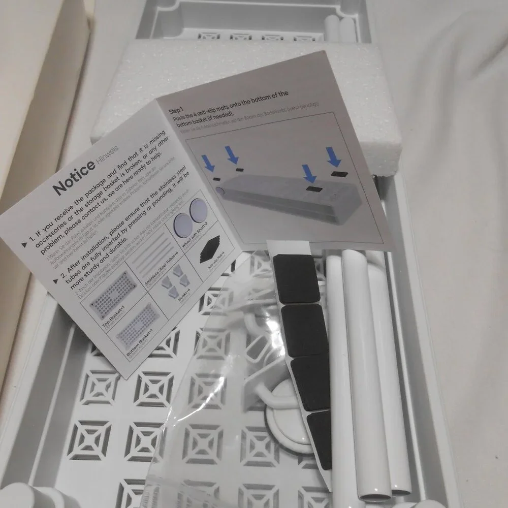 NIB UNDER SINK KITCHEN BATH ORGANIZER STORAGE DRAWERS WHITE w/ HANGING HOOKS 🔥